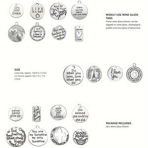Bijoux en verre à vin personnalisés OEM/ODM marqueurs de boissons sur le thème du texte avec boucle pour Cocktails Champagne & Party Favors - Product Image 2