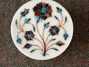 ชุดจานรองแก้วหินอ่อนเพียเตรดา งานฝังหินกึ่งมีค่า ของตกแต่งสไตล์วินเทจ - Product Image 2