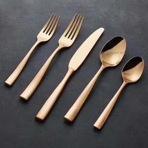 Juego de Cubiertos de Metal chapado en oro brillante de latón con mango martillado para el hogar y la boda, decoración de mesa, juegos de cubiertos - Product Image 4