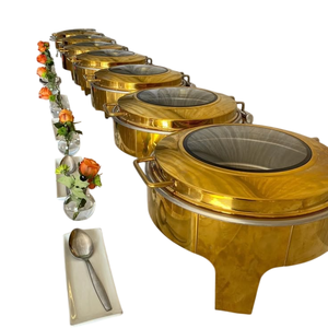 Luxury Hotel Chafing <b>Dish</b> Set of <b>3</b> Copper Plated <b>Buffet</b> <b>Server</b> Food Display Chaffing <b>Dishes</b> Luxury Chaffing <b>Dish</b> - Product Image 2