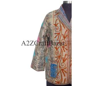 Chaqueta Kantha Unisex Tejida a Mano, Estilo Vintage, Reversible, Ecológica y Cómoda, Abrigo de Algodón para Mujer, Venta al Por Mayor - Product Image 3