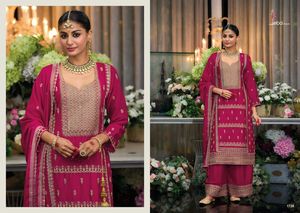 Nouvel arrivage Excellente qualité Style moderne Meilleur lourd Chinon Salwar Suit & Dupatta Avec broderie Travail Femme Mode Exportateur - Product Image 5