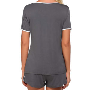 Conjunto de pijama para mujer, conjunto de salón de algodón de 2 piezas, Top de manga corta y pantalones cortos, ropa de dormir suave, ropa informal de verano, primavera y verano - Product Image 3