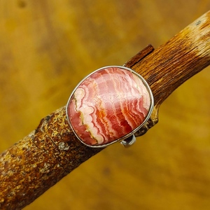 Rodochrosite Gemstone Argent Massif Bohème Artisan Fabriqué Pierre Naturelle Bague en Argent Massif Bague en Pierres Précieuses de Bohème - Product Image 4