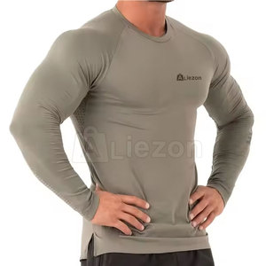 เสื้อรัดกล้ามเนื้อแขนยาวของผู้ชายเสื้อรัดรูปโลโก้แบบใหม่กำหนดเอง - Product Image 1