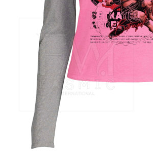 Venta al por mayor de camisetas de manga larga estampadas para mujer con diseño personalizado cuello redondo Slim Fit doble capa camisetas - Product Image 5