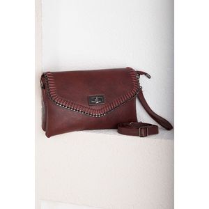 Bolso de Mano y Hombro con Solapa de Punto Borgoña, Estilo Japonés Vintage, Correa de Cuero Genuino, Bohemio, para Verano e Invierno - Product Image 2