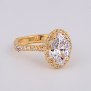 Moda personalizar 14K oro amarillo sólido joyería estilo clásico Oval corte brillante 6ct Lab Grown Diamond Halo anillo de compromiso - Product Image 1