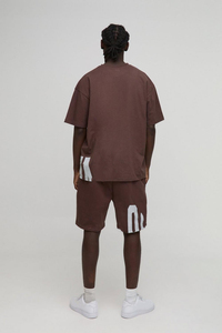 Conjuntos de pantalones cortos y camisetas de ropa informal 100% algodón diseño de serigrafía conjunto doble cuadrado de gran tamaño para hombres - Product Image 2