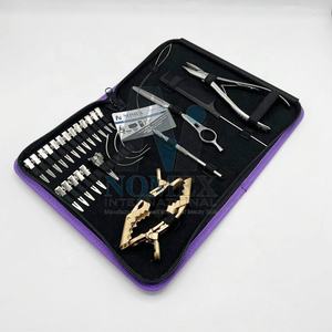 Kit d'outils d'extension de cheveux professionnels pince d'extension de forme plate en acier inoxydable pinces à cheveux pinces crocodiles rasoir de coupe de cheveux - Product Image 5