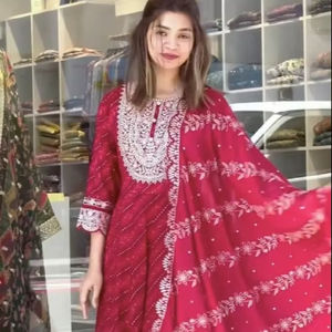 Hermoso Vestido-Parte Inferior Con Dupatta Con Impreso Digital Con Bordado Lentejuelas Trabajo - Product Image 1