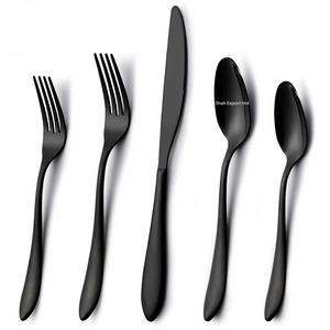 Ensemble de couverts en métal de qualité supérieure avec poignée au design royal fini noir pour la maison et le restaurant ensembles de couverts de vaisselle - Product Image 2
