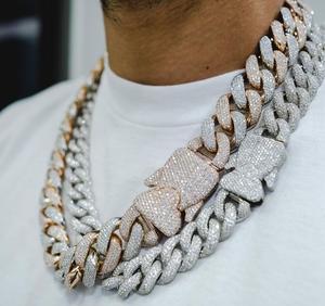 Comprar joyería al por mayor de 3 filas de puntas de plata esterlina personalizada helado VVS moissanite diamante cadena cubana para los hombres - Product Image 2