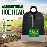 Houe de jardin professionnelle B.cock H304 à tête carrée, en acier, outil agricole durable avec manche en bois noir, pour creuser et déraciner