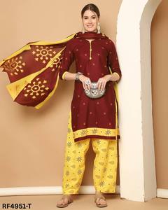 Ensemble kurti en coton élégant pour femmes avec des imprimés floraux sur toute la surface, comprend un tissu respirant coupe régulière bas et dupatta doux - Product Image 6