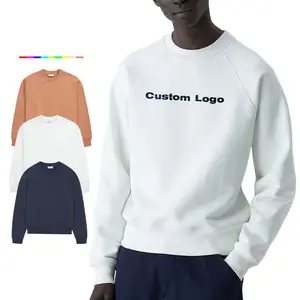 Sweatshirt leher crew kosong bahan french terry kualitas tinggi 100% katun hoodie crop logo kustom untuk pria
