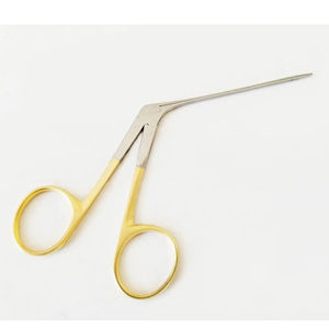 Pinces à oreilles micro-alligator manuelles 3,5 droites, manche doré, mâchoires dentelées de 1,45 mm, acier inoxydable, instruments chirurgicaux ORL - Product Image 2