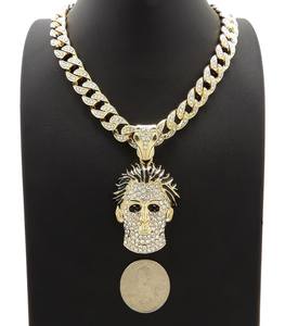 Collar de cadena cubana de Plata de Ley 925 Iced Out con colgante de máscara Leb Grown Diamond-Tachonado para boda o regalo - Product Image 4