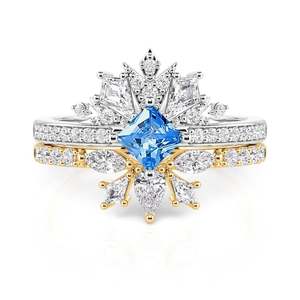 Jeulia Rhodium Plated Princess Cut <b>Crown</b> <b>Ring</b> Set Sterling Silver - Product Image 4