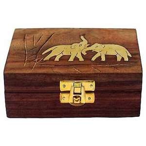 Caja de madera hogar y decoración hecho a mano de madera Rectangular elefante grabado diseño joyero para mujer - Product Image 2