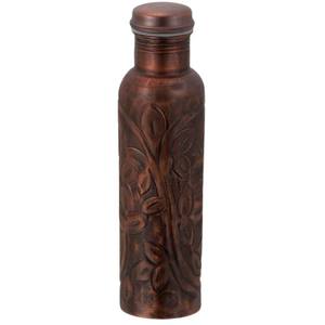 ขวดน้ำสลักลายนูนทำจากทองแดงบริสุทธิ์100% เป็นมิตรกับสิ่งแวดล้อมกันรั่วสำหรับการเดินทางโยคะสำนักงานอายุรเวทประโยชน์ต่อสุขภาพ - Product Image 1