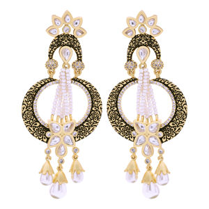 Boucles d'Oreilles Élégantes et Traditionnelles en Laiton Artificiel Plaqué Or Bijoux de Luxe à la Mode pour l'Exportation - Product Image 2