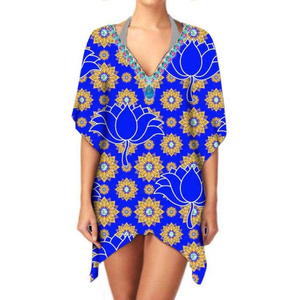 Kimono en mousseline de soie pour femmes, léger et élégant, imprimé ethnique, col en V, tenue décontractée élégante à manches longues - Product Image 6