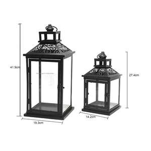 Faroles Marroquíes de Metal y Vidrio con Recubrimiento Negro, Novedad, para Decoración del Hogar y Exterior, Faroles de Mesa y de Pie - Product Image 6