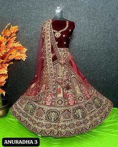 Diseñador nupcial Lehenga Set Multi Color Concept Jarakan Work 5 metros Flair doble Dupatta Butti Rajwadi traje de boda - Product Image 3