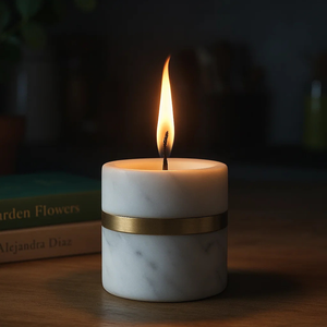 Candelabro de Mármol de Lujo con Anillo de Latón Dorado, Portavelas Decorativo Hecho a Mano para Centros de Mesa de Decoración Moderna para el Hogar - Product Image 4