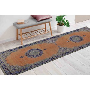 Tapis imprimé antidérapant de style Oushak turc vintage, tapis fin non tissé - Product Image 5