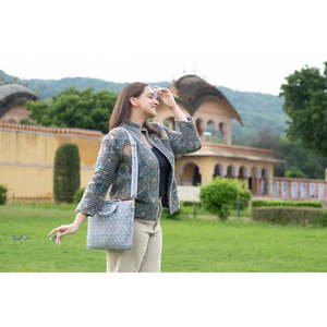 Waffle Pattern Floral Embroidery <b>Jacket</b> Reversible Leather Fur Decoration Soft <b>Western</b> Varsity Style Large for Spring Autumn - Product Image 6
