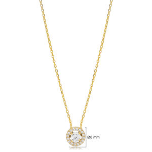 Collier pendentif en argent sterling 925 fait main en Turquie, tendance, avec zircon blanc, forme ronde minuscule, pour mariage, vente en gros - Product Image 3