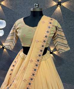 Designer Soie Lehenga Choli avec Broderie Séquence Travail Dupatta Occasion Spéciale Fête Porter Vêtement Ethnique Prix de Gros ApparelGarment - Product Image 5