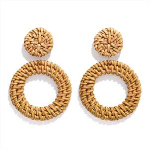 PROVEEDOR DE VIETNAM PENDIENTES DE RATÁN DISEÑO CALIENTE 100% ACCESORIOS A JUEGO FÁCILES HECHOS A MANO - Product Image 6