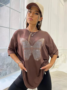 Women Bling <b>T</b> <b>Shirts</b> Rhinestone Diamond <b>Sequin</b> Tops Shiny Y2K Fashion Club Street Graphic Partywear Tees - Product Image 6