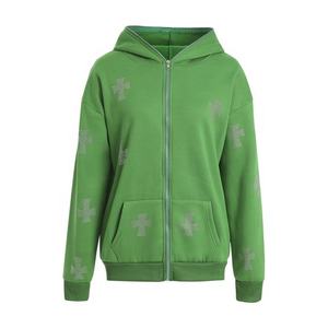 Sweat à capuche en coton 100% écologique avec strass pour homme, crocheté, hiver, ODM, décontracté, surdimensionné - Product Image 2