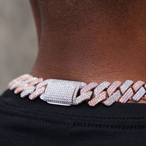 Cadenas cubanas de moissanita VVS de 12 mm, pulsera gargantilla de diamantes cultivados en laboratorio de dos tonos, joyería blanca de lujo estilo hip hop con incrustaciones de diamantes AAAA - Product Image 2