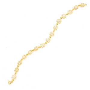 Pulsera de Plata de Ley 925 con Diseño de Copo de Nieve, Bisel Redondo Blanco con Cristales - Product Image 3