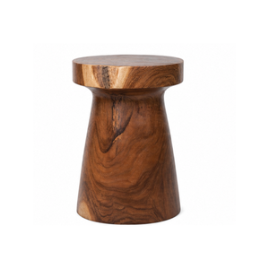 ARTERRA Premium Teak Wood Pedestal <b>Stool</b> Modern Round Side <b>Table</b> Luxury Accent End <b>Table</b> for Living Room - Product Image 2