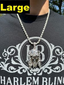 Collier pendentif en argent sterling 925 véritable MOISSANITE Jésus pièce Style vintage glacé en Italie pour les fêtes ou les cadeaux - Product Image 4