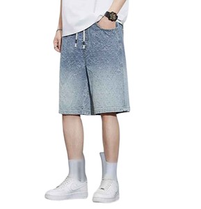 2025 Sun Faded Men's Mid <b>Waist</b> Straight Knitted Custom Labels <b>Low</b> MOQ New Snack Compression Party Wear Men <b>Shorts</b> Denim - Product Image 5