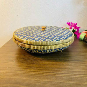 Plateau en bambou vintage, panier cadeau en bambou avec motif hexagonal pour le rangement à domicile et la décoration des festivals saisonniers, rangement pour bonbons - Product Image 3