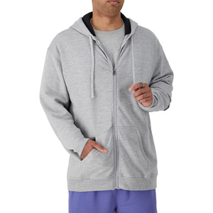 Custom Fit Zipper <b>Hoodie</b> For Men OEM Cotton Blend Fabric With Logo Printing And Private Label Apparel Options - Product Image 4