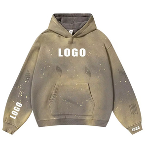 Otoño-Invierno Hombres Aparte Wash Sudadera con capucha 100% Poliéster Color sólido Logotipo personalizado Color sólido Sudadera con capucha - Product Image 6