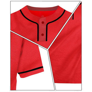 Maillot de baseball unisexe de haute qualité à deux boutons, uni, grande taille, respirant, imprimé, uniformes de sport, joueurs de softball, 100% - Product Image 3