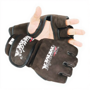 ถุงมือหนังครึ่งนิ้วแบบกำหนดเองพร้อมโลโก้สำหรับฝึกซ้อม MMA ถุงมือชกมวยระดับมืออาชีพ ผู้ผลิต OEM ในปากีสถาน - Product Image 1