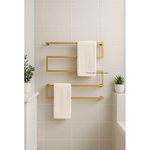 Porte-serviettes en acier inoxydable poli de luxe, design en métal doré, pour hôtel et restaurant, style classique et élégant - Product Image 1