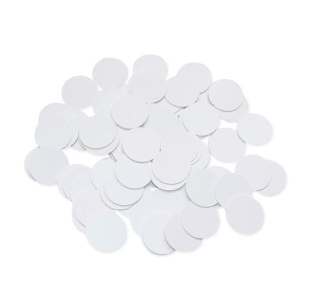 Waterproof Rewritable Pvc Adhesive White Blank Rfid Coin Cards Ntag213/215/216 Round Smart Nfc Label Tags Sticker Custom