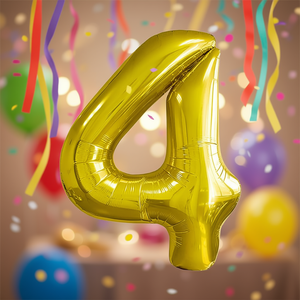 Ballon Chiffre 4 Doré 100cm Décoration de Fête Anniversaire - Product Image 3